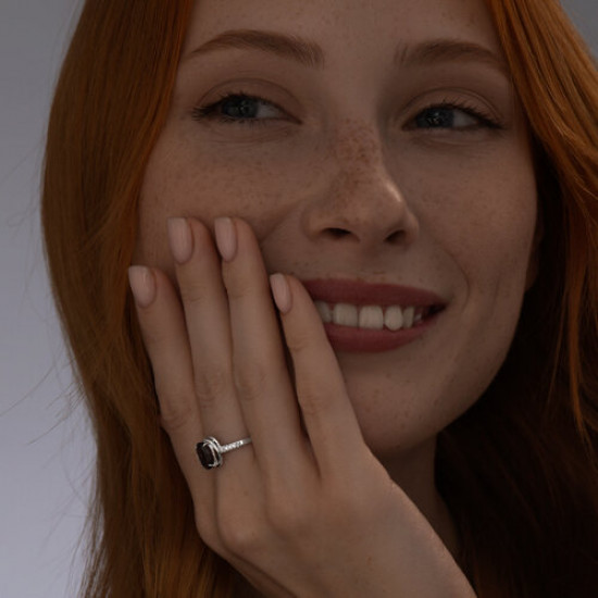 Кольцо из серебра с раухтопазом и фианитами