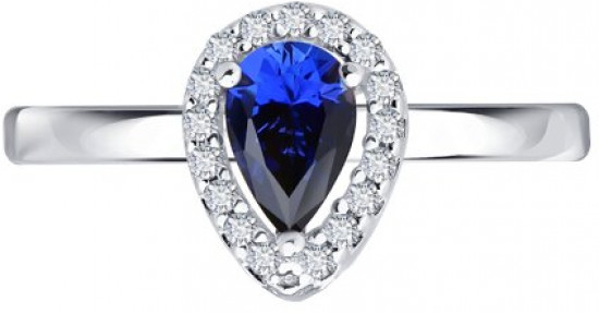 Кольцо из серебра с сапфиром и фианитами