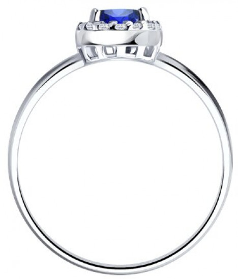 Кольцо из серебра с сапфиром и фианитами