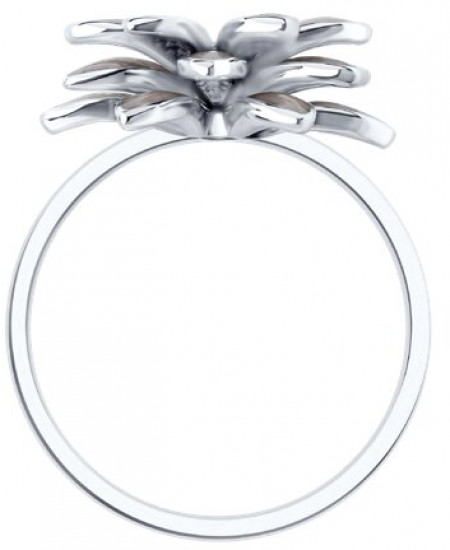 Кольцо из серебра с синтетическим жемчугом и эмалью