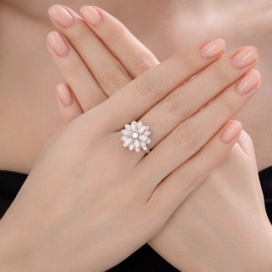 Кольцо из серебра с синтетическим жемчугом и эмалью