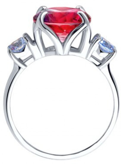 Кольцо из серебра с ситаллом и фианитами