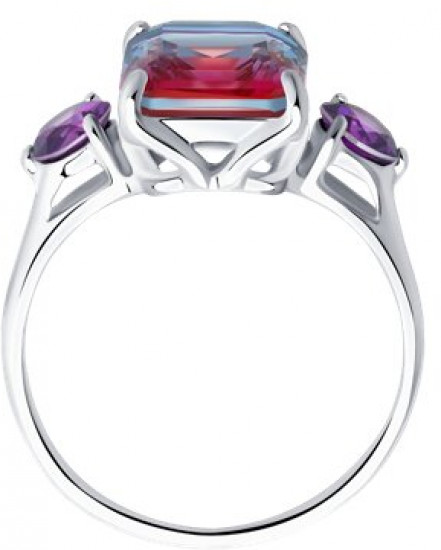 Кольцо из серебра с ситаллом и фианитами