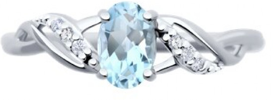 Кольцо из серебра с топазом и фианитами