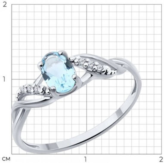 Кольцо из серебра с топазом и фианитами