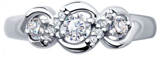 Кольцо из серебра с фианитами