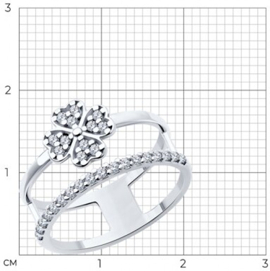 Кольцо из серебра с фианитами