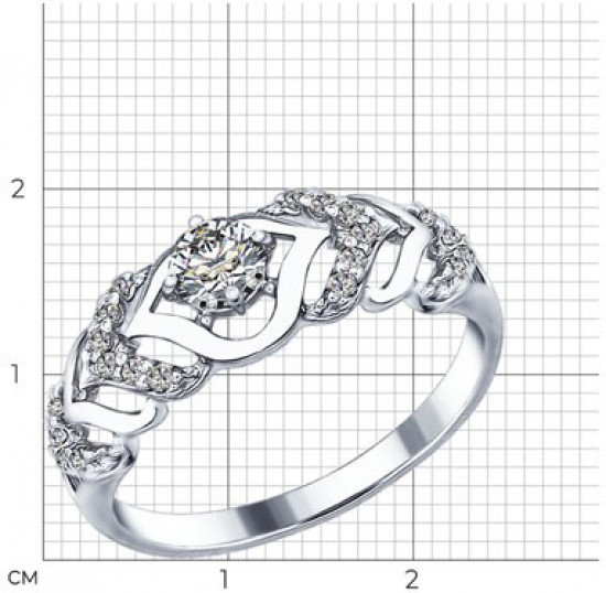 Кольцо из серебра с фианитами