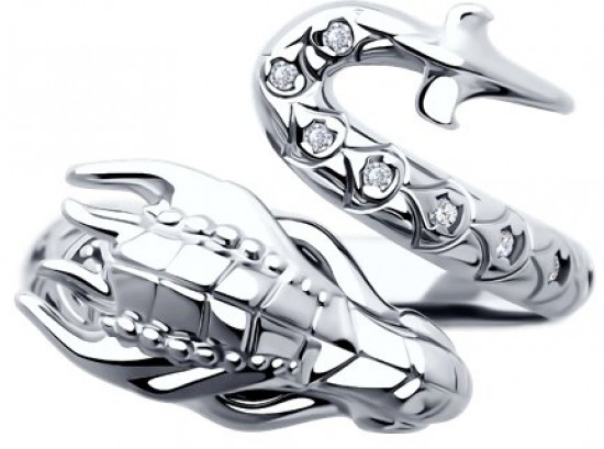 Кольцо из серебра с фианитами