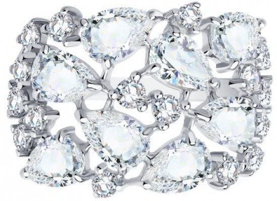 Кольцо из серебра с фианитами