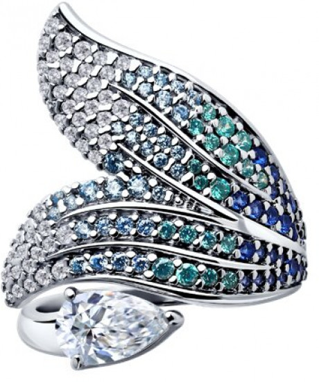 Кольцо из серебра с фианитами