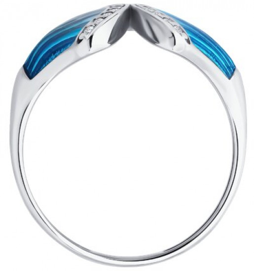 Кольцо из серебра с фианитами и эмалью