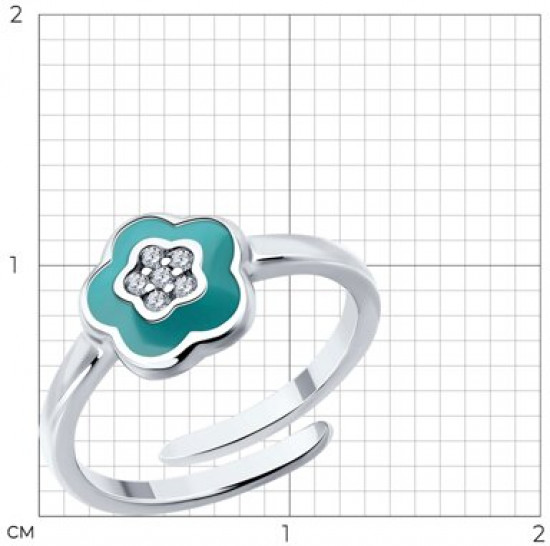 Кольцо из серебра с фианитами и эмалью