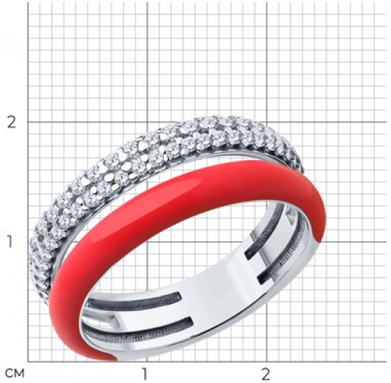 Кольцо из серебра с фианитами и эмалью