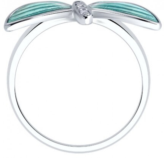 Кольцо из серебра с фианитами и эмалью