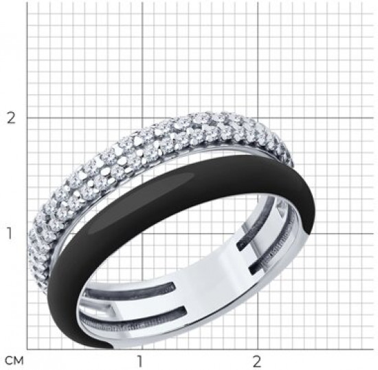 Кольцо из серебра с фианитами и эмалью