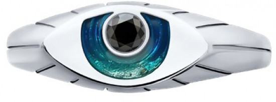 Кольцо из серебра с фианитом и эмалью