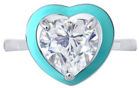 Кольцо из серебра с фианитом и эмалью