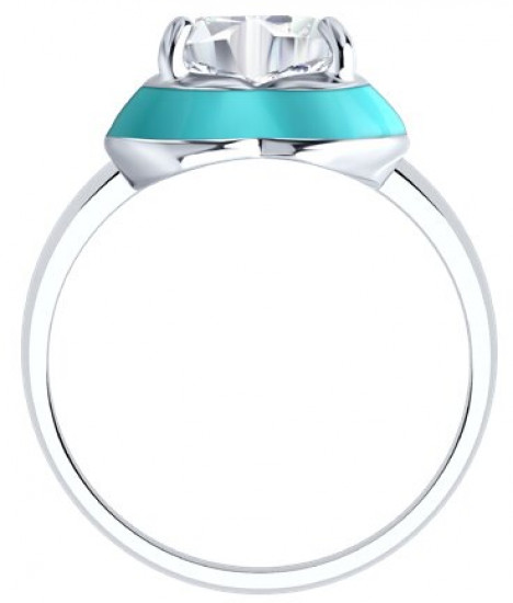 Кольцо из серебра с фианитом и эмалью