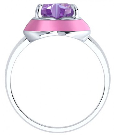 Кольцо из серебра с фианитом и эмалью