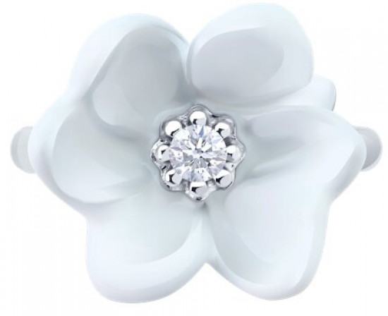 Кольцо из серебра с фианитом и эмалью