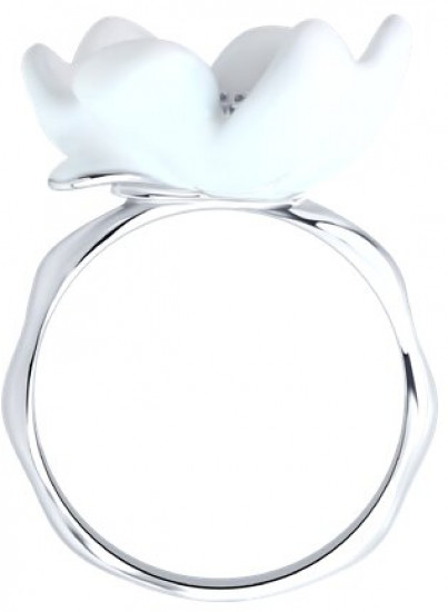 Кольцо из серебра с фианитом и эмалью