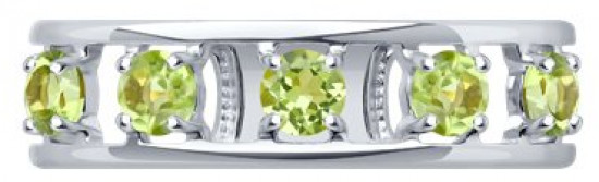 Кольцо из серебра с хризолитами