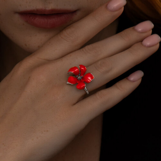 Кольцо из серебра с эмалью