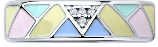 Кольцо из серебра с эмалью и фианитами