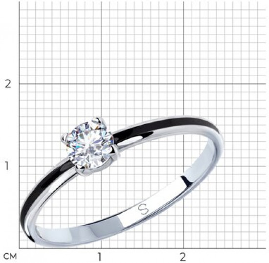 Кольцо из серебра с эмалью и фианитом