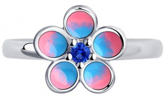 Кольцо из серебра с эмалью и фианитом