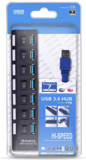 USB 3.0 хаб с выключателями Smartbuy, 7 портов «Суперэконом»