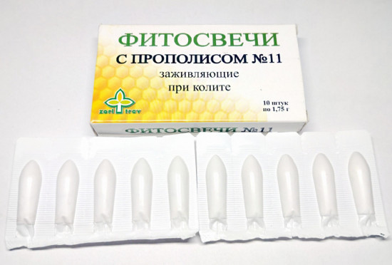 Фитосвечи с прополисом №11 «Заживляющие при колите»