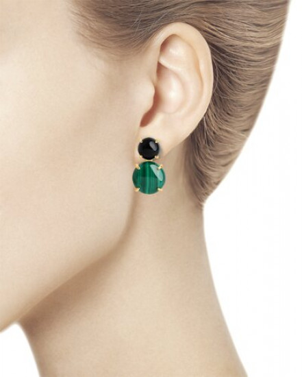 Серьги из серебра с агатами и малахитами