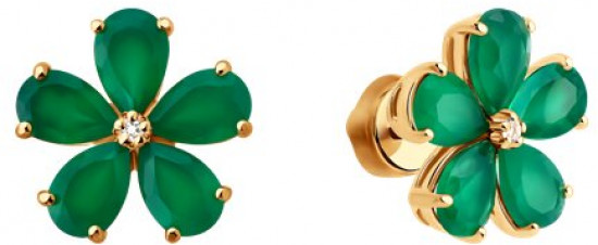 Серьги из серебра с агатами и топазами