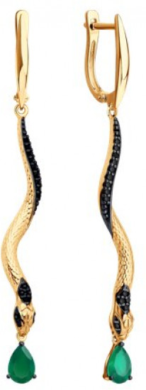 Серьги из серебра с агатами и фианитами