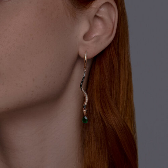 Серьги из серебра с агатами и фианитами