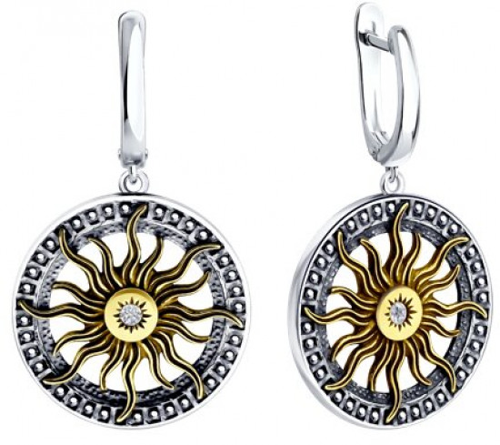 Серьги из серебра с фианитами