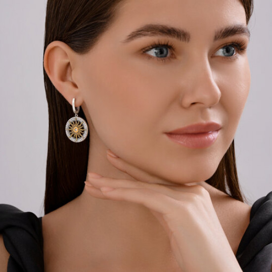 Серьги из серебра с фианитами