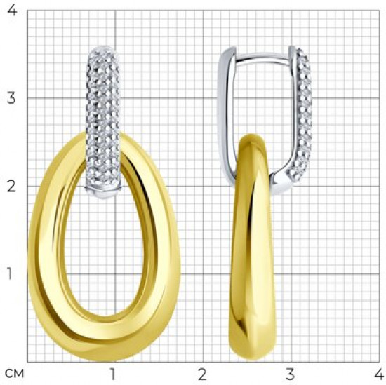 Серьги из серебра с фианитами