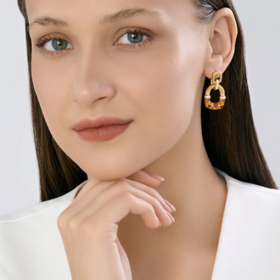 Серьги из серебра с фианитами и эмалью