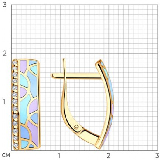 Серьги из серебра с фианитами и эмалью