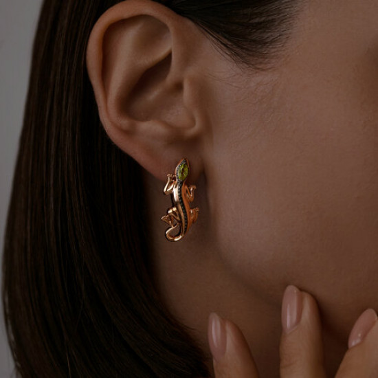 Серьги из серебра с хризолитами