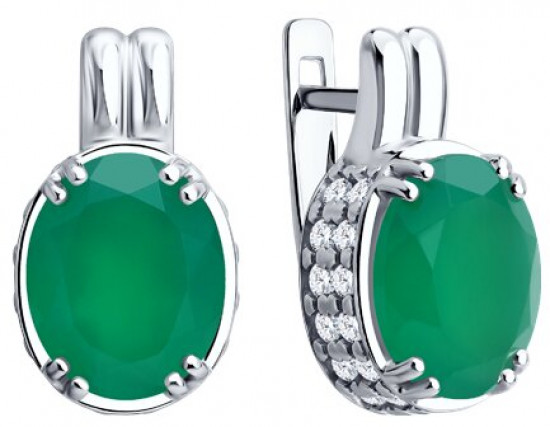 Серьги из серебра с агатами и фианитами