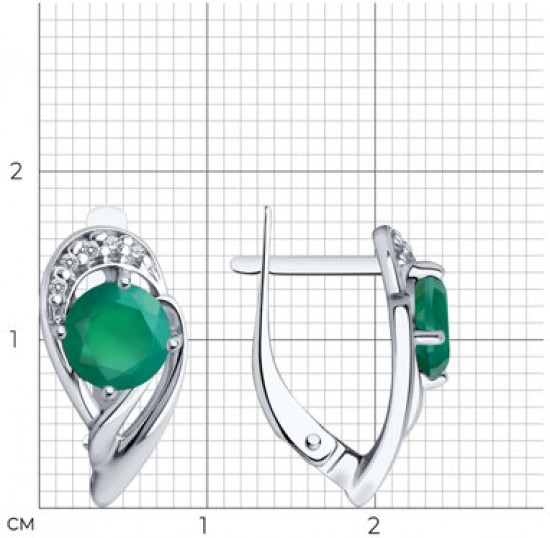 Серьги из серебра с агатами и фианитами