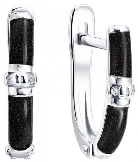 Серьги из серебра с бриллиантами и эмалью