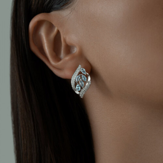 Серьги из серебра с топазами и фианитами