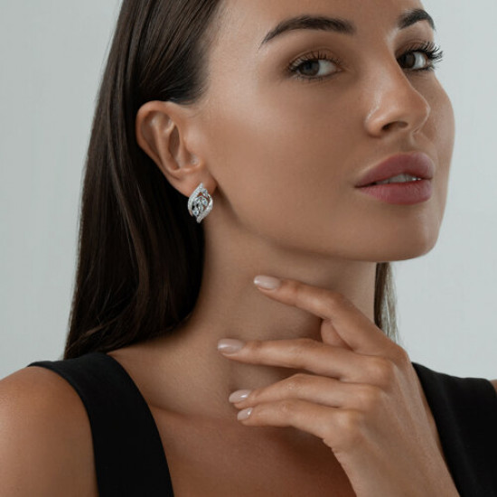 Серьги из серебра с топазами и фианитами