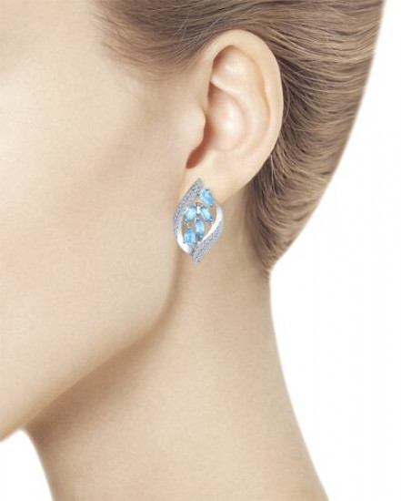 Серьги из серебра с топазами и фианитами