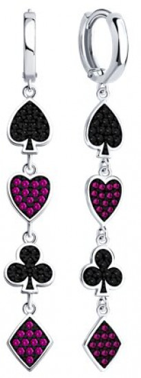 Серьги из серебра с корундами и фианитами